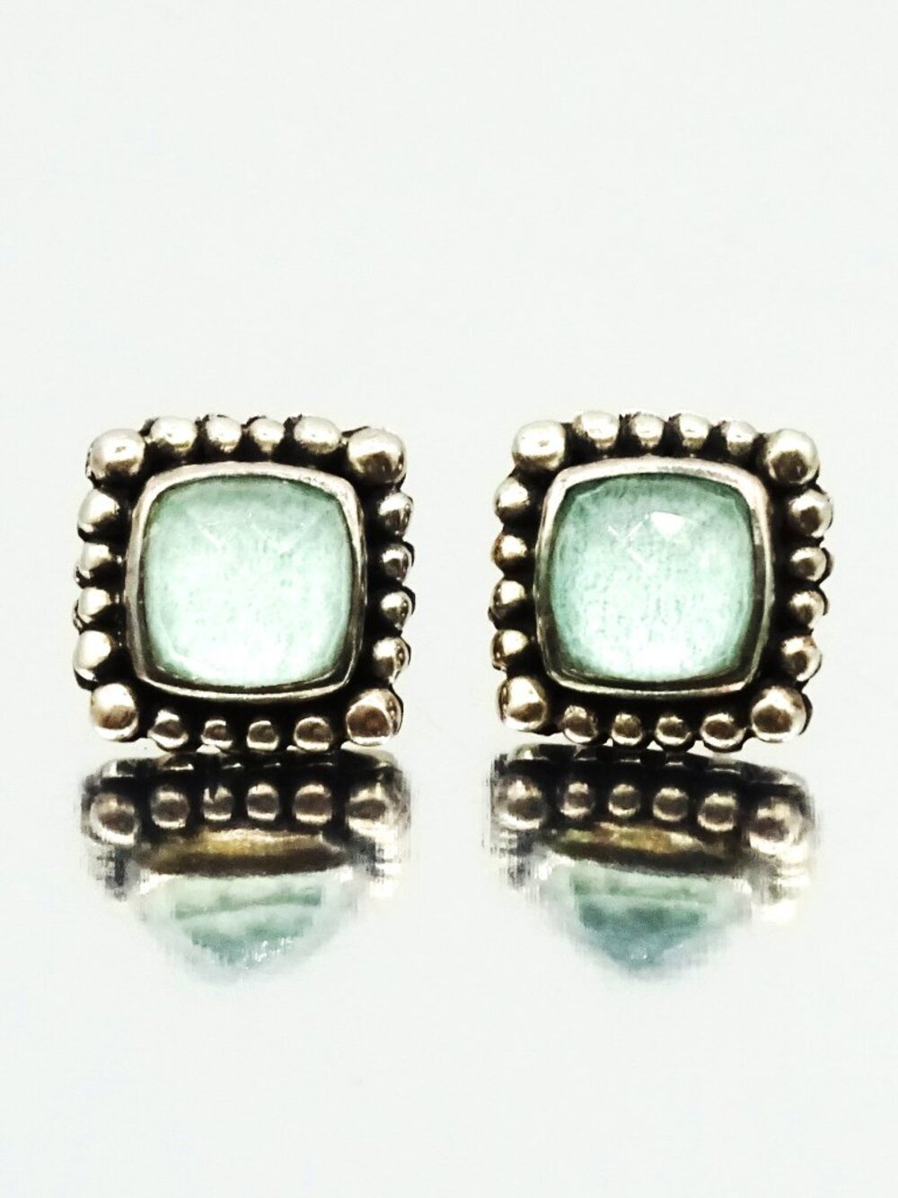 LORI BONN Sterling Silver Amazonite Doublet Square Stud Earring